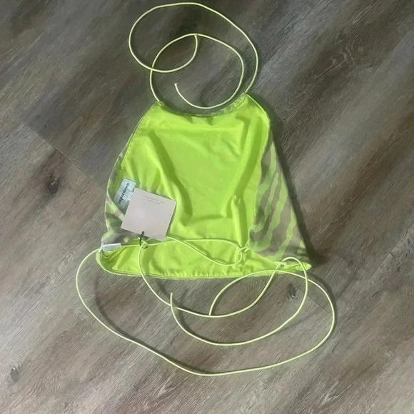 HP🔥NWT Superdown Women's XS Cierra Halter Neck Top Lace Up Back Neon Green Tan - Picture 9 of 10